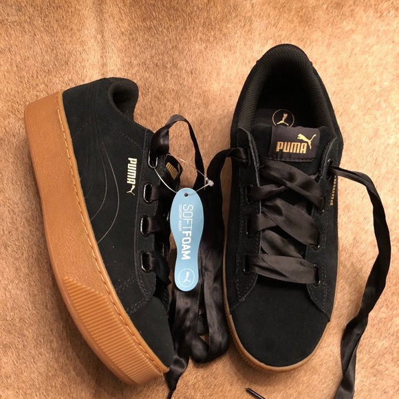 puma vikky platform ribbon green